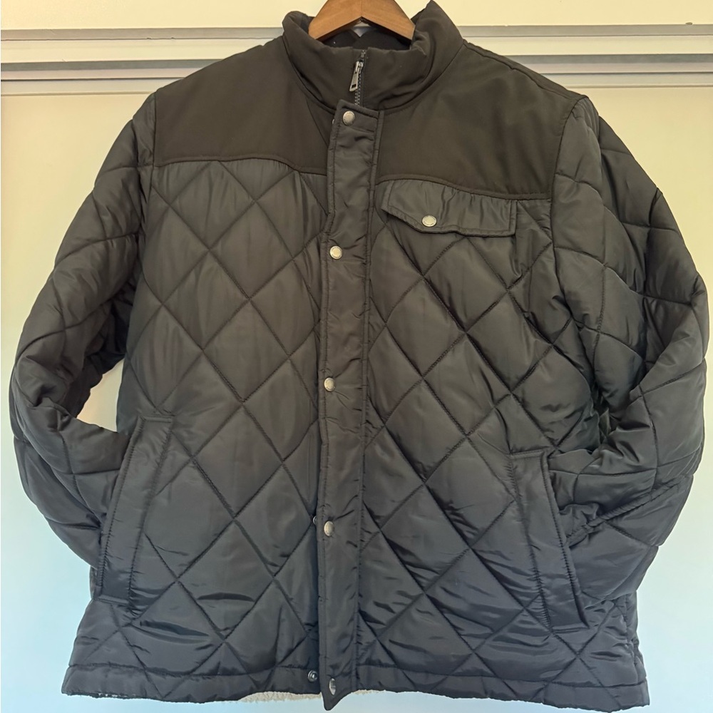 Cole Haan Men's Mixed Media Diamond Quilted Puffer Jacket - Black